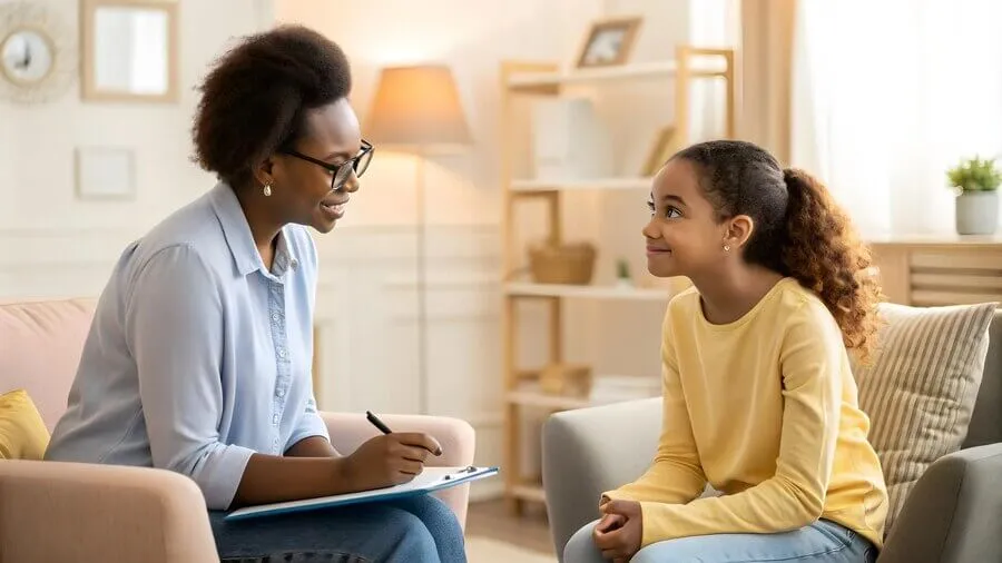 african american school psychologist supporting teenage girl emotional support guidance educ 1097779 17862 1 About